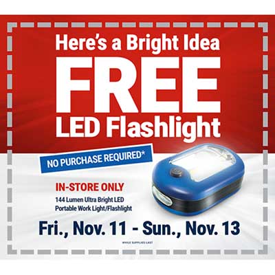 Free LED Flashlight at Harbor Freight