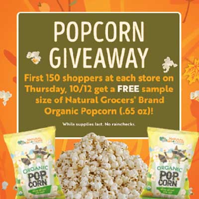 Free Natural Grocers Popcorn at Natural Grocers